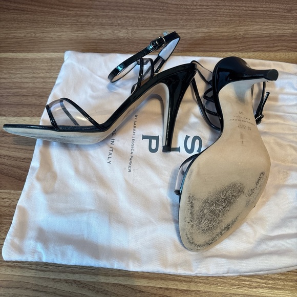 SJP by Sarah Jessica Parker Queen Heeled Sandal 8.5 Black - Picture 4 of 6